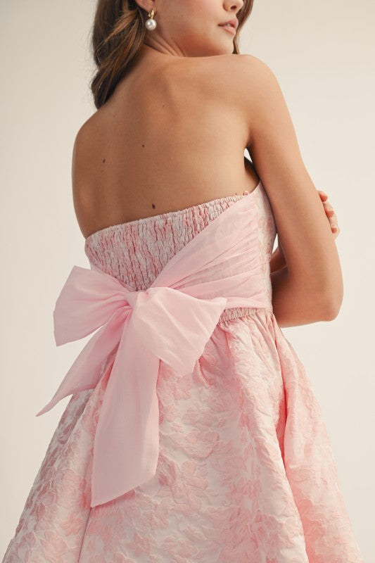 Petal Brocade Strapless Dress