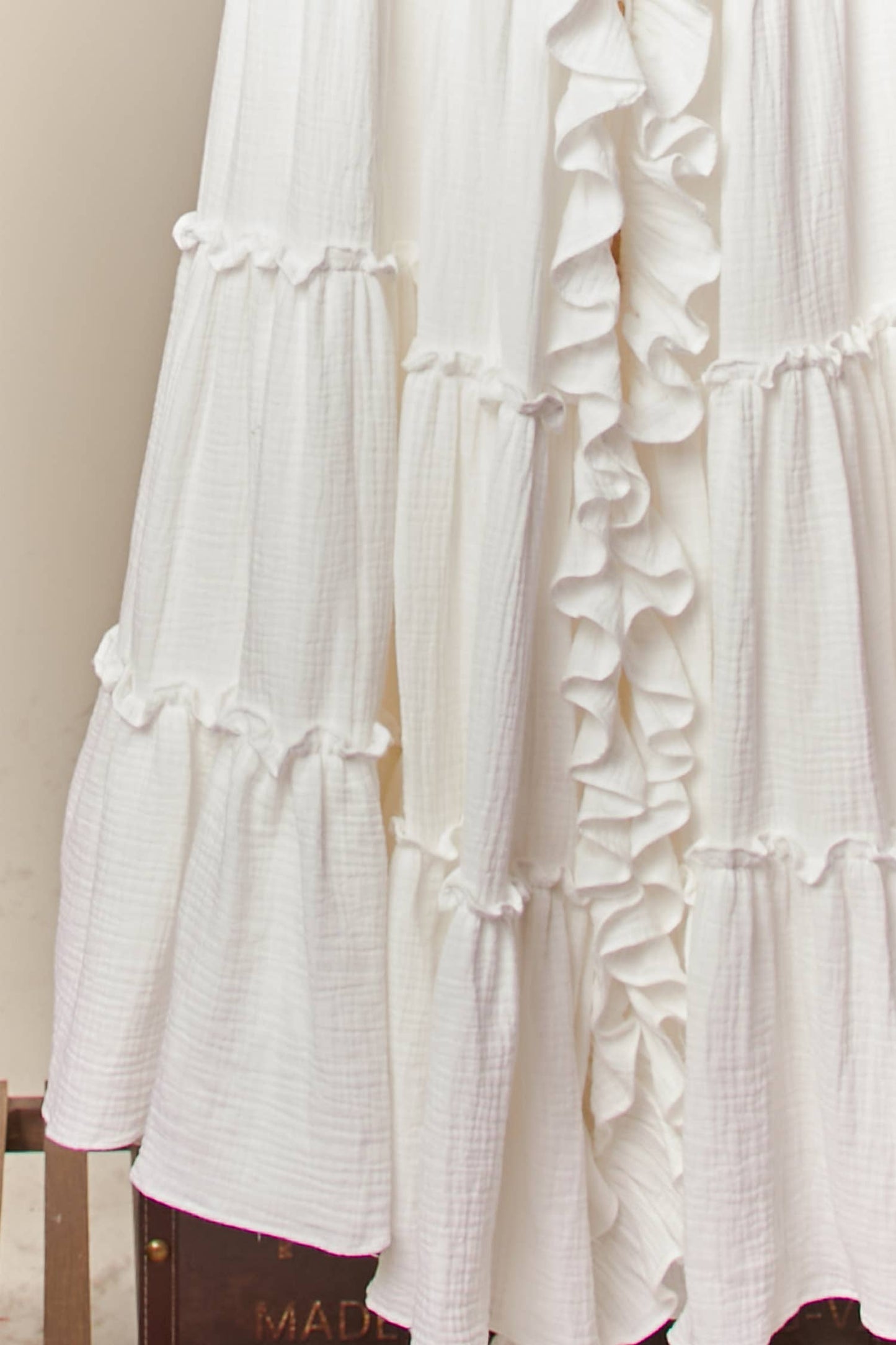 Checker Ruffle Dress Cardigan