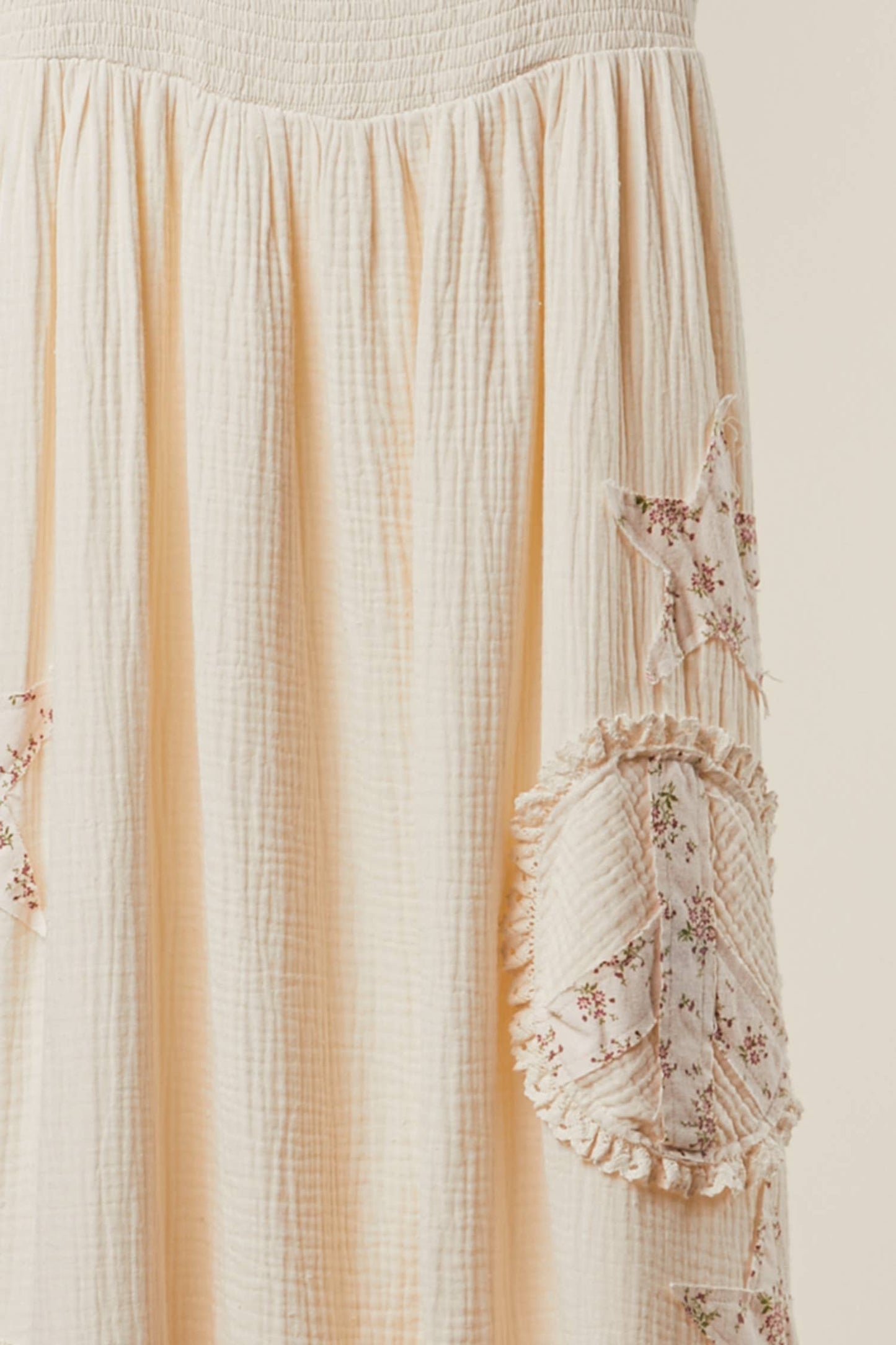 Peace Patchwork Ruffled Sleeveless Dress