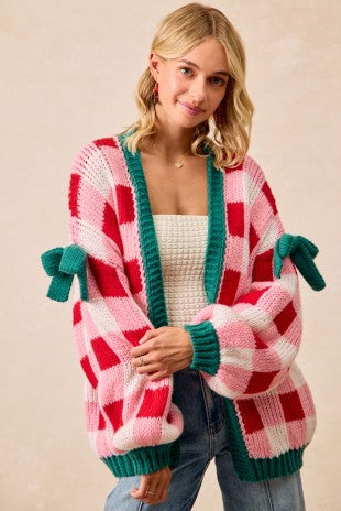 Christmas Theme Open Front Cardigan