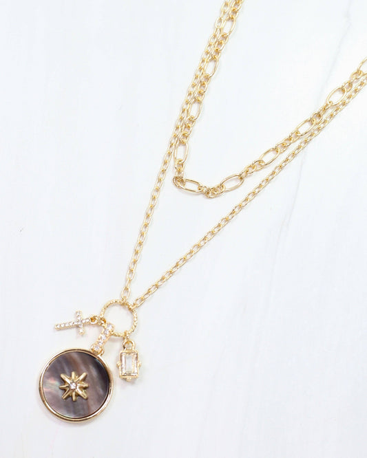 Astrid Abalone Charm Necklace Gold