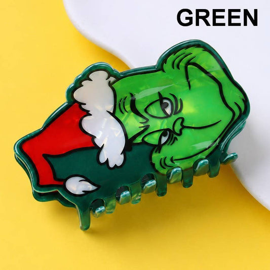 Holiday Christmas Grinch Theme Hair Claw Clip |GREEN