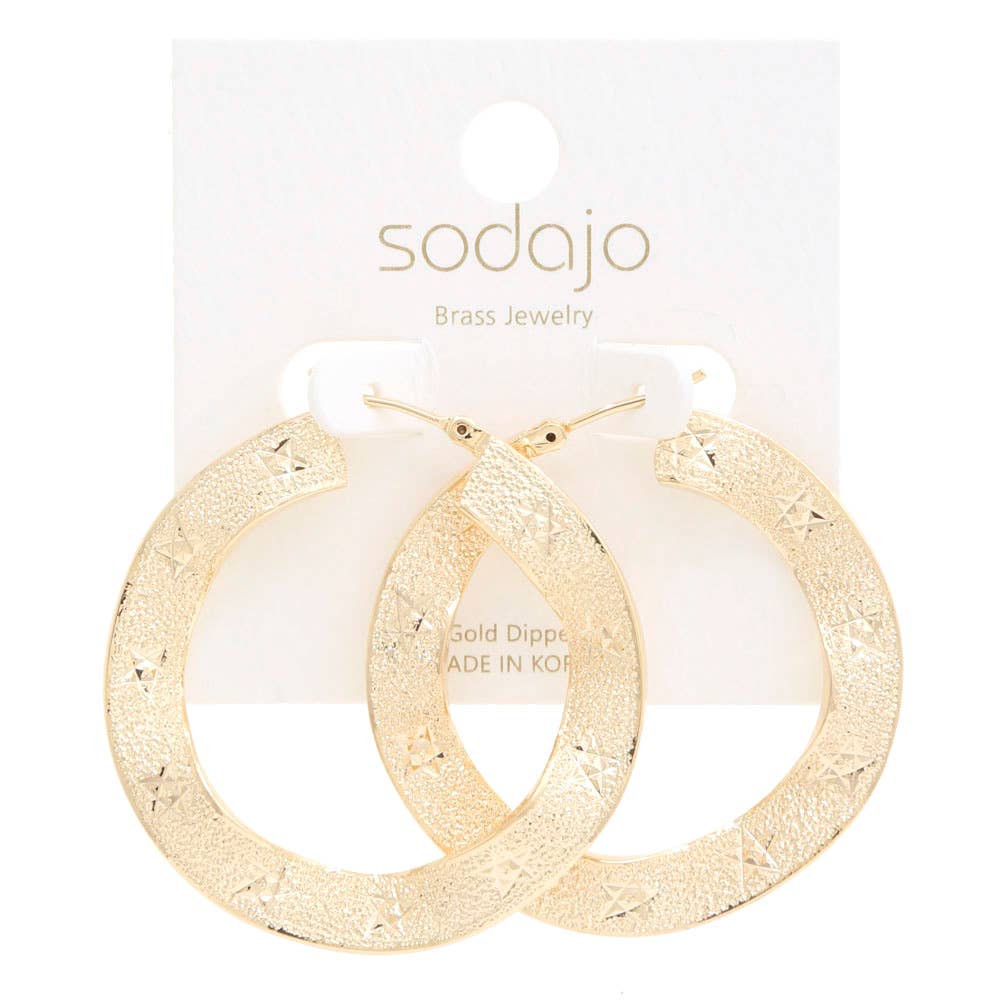 SODAJO TEXTURED METAL HOOP GOLD DIPPED EARRING