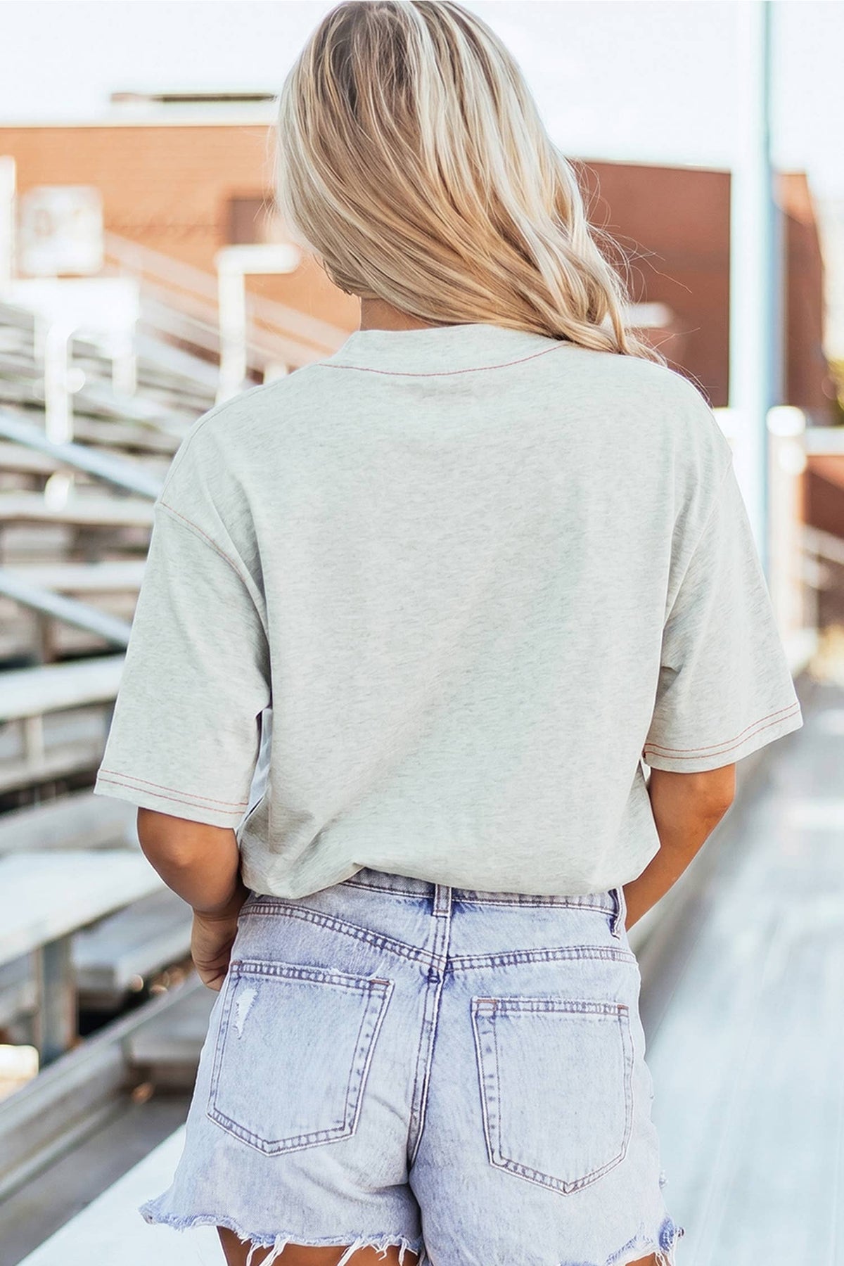 Game Day Reversible Mock neck Contrast-Stitched Top: Light Grey