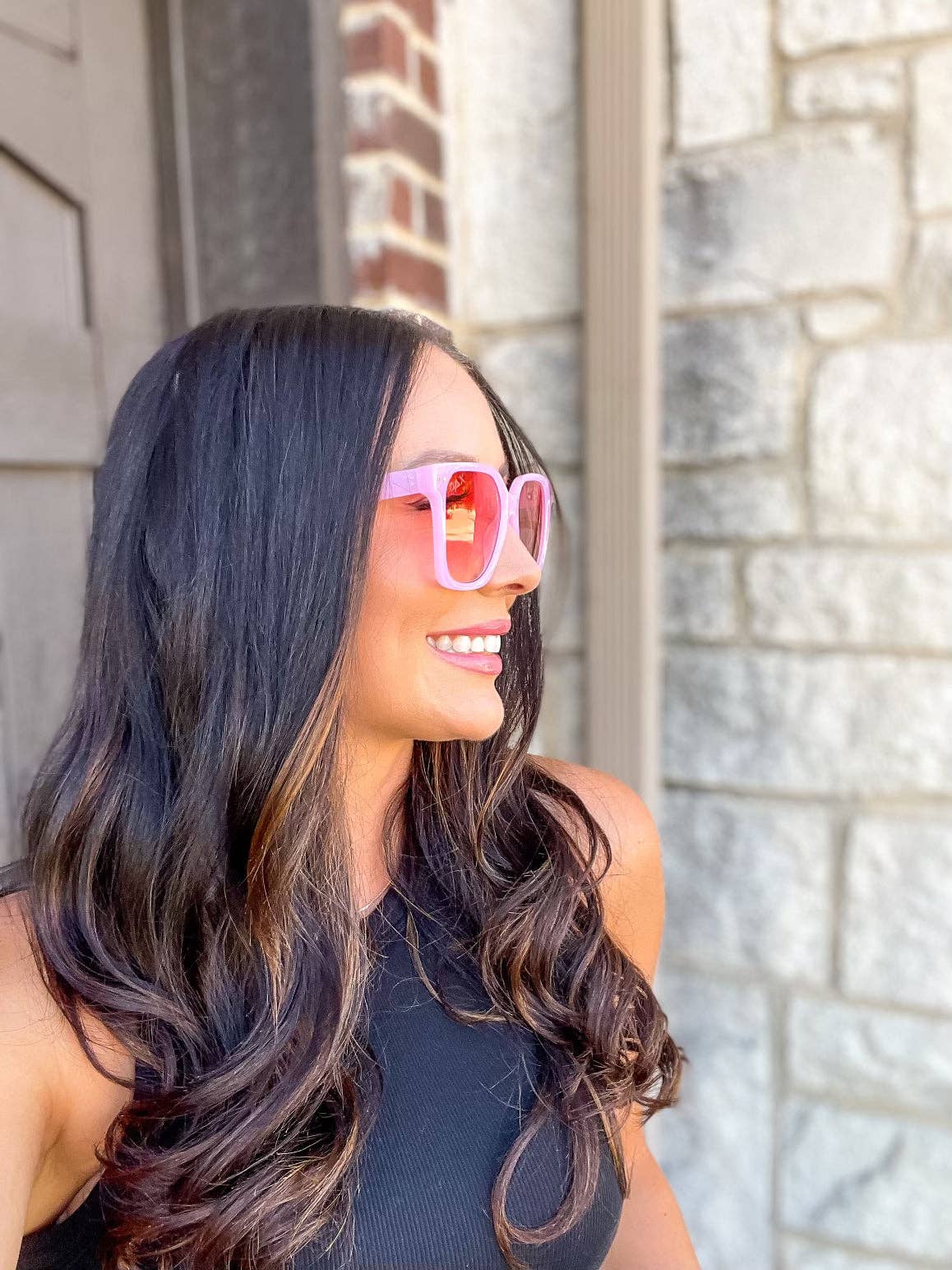 Linny - Women's Oversized Horn Frame Sunglasses: Blue