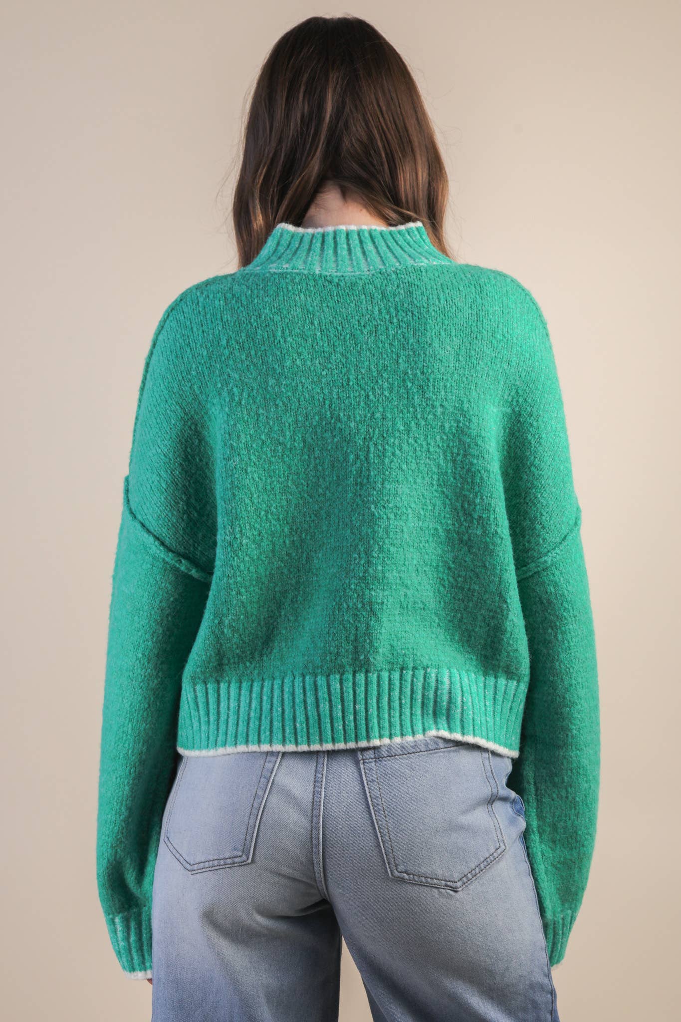 Oversized Casual Mock Neck Knit Sweater Top