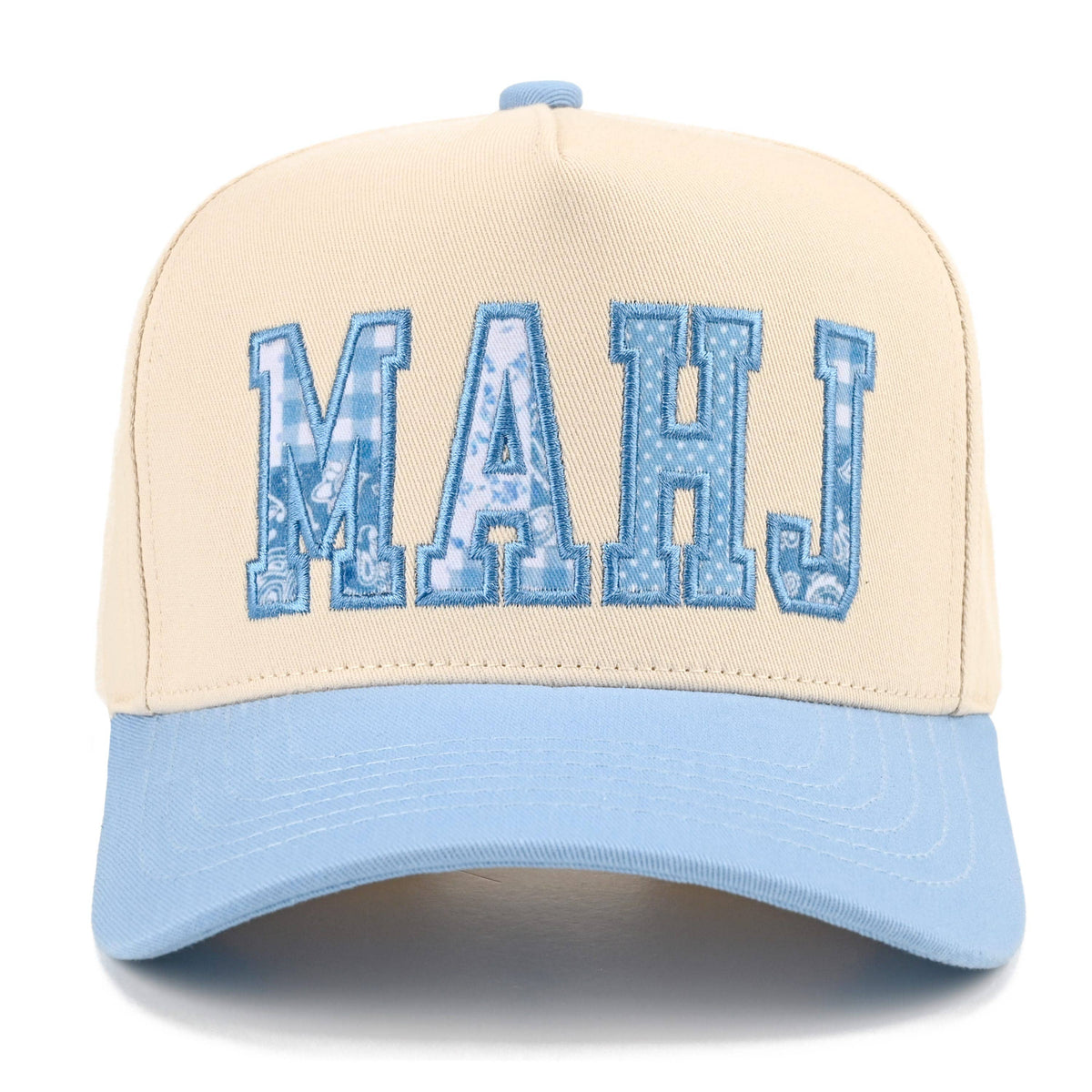 MAHJ Applique Trucker Hat: Sky Blue