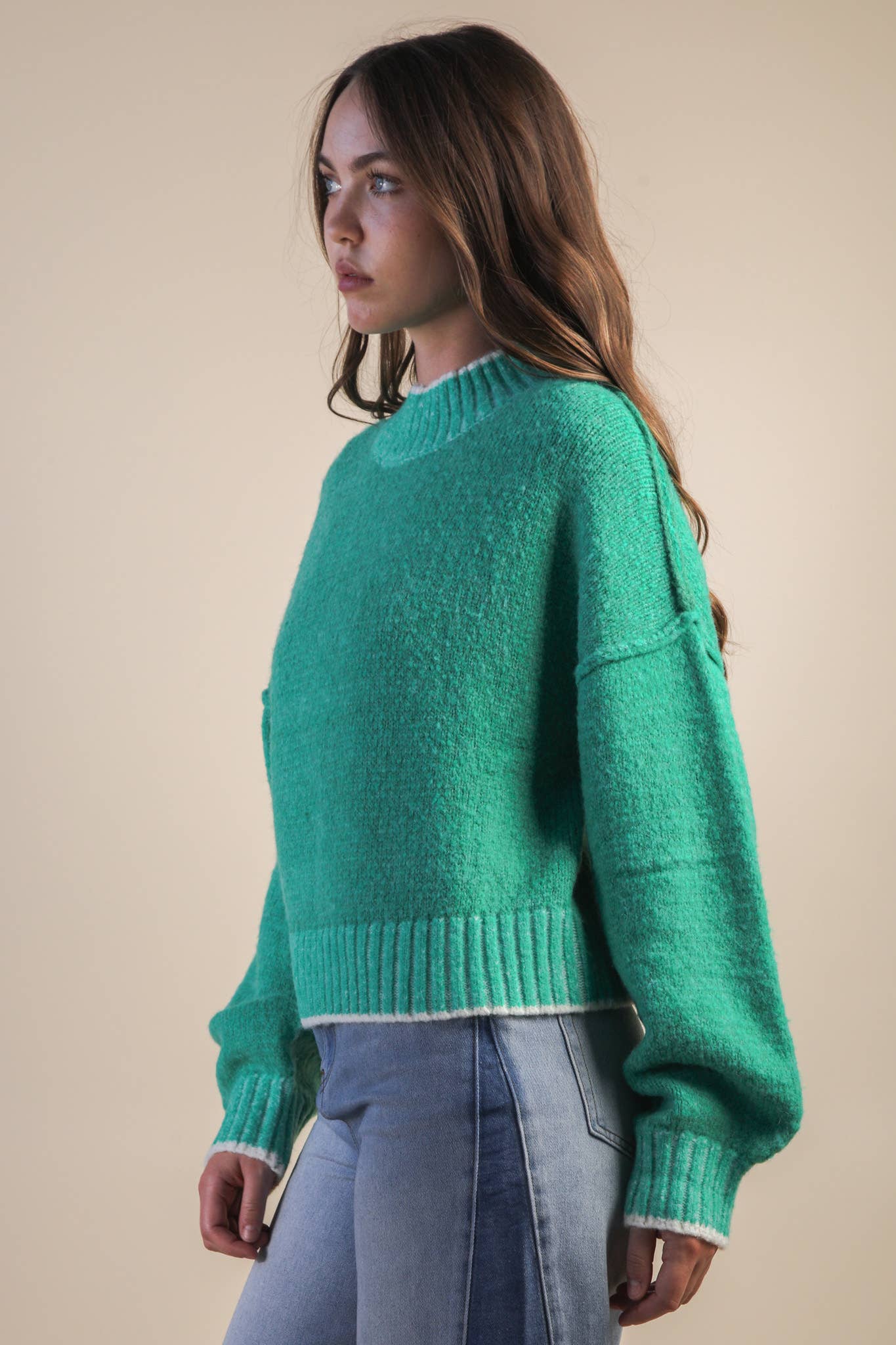 Oversized Casual Mock Neck Knit Sweater Top