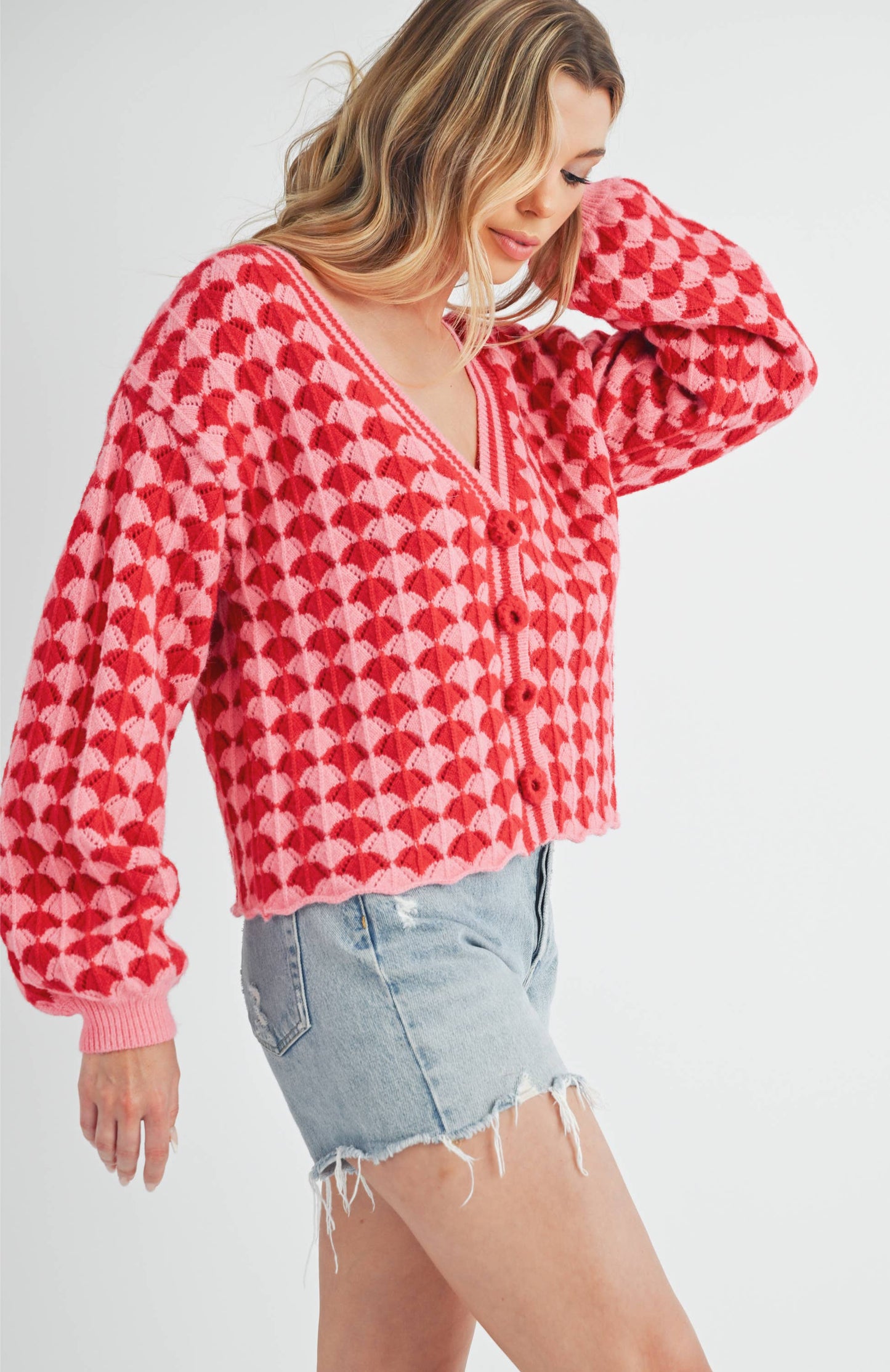 Fantasia Cardigan: Pink/Red