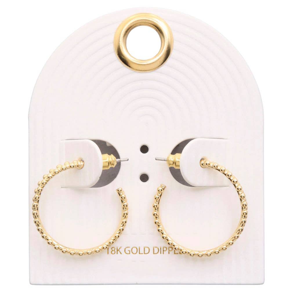 BALL BEAD OPEN HOOP 18K GOLD DIPPED EARRING
