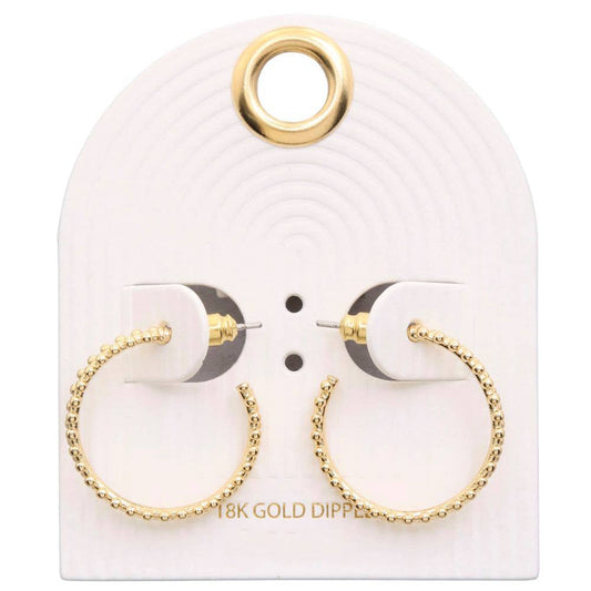 BALL BEAD OPEN HOOP 18K GOLD DIPPED EARRING