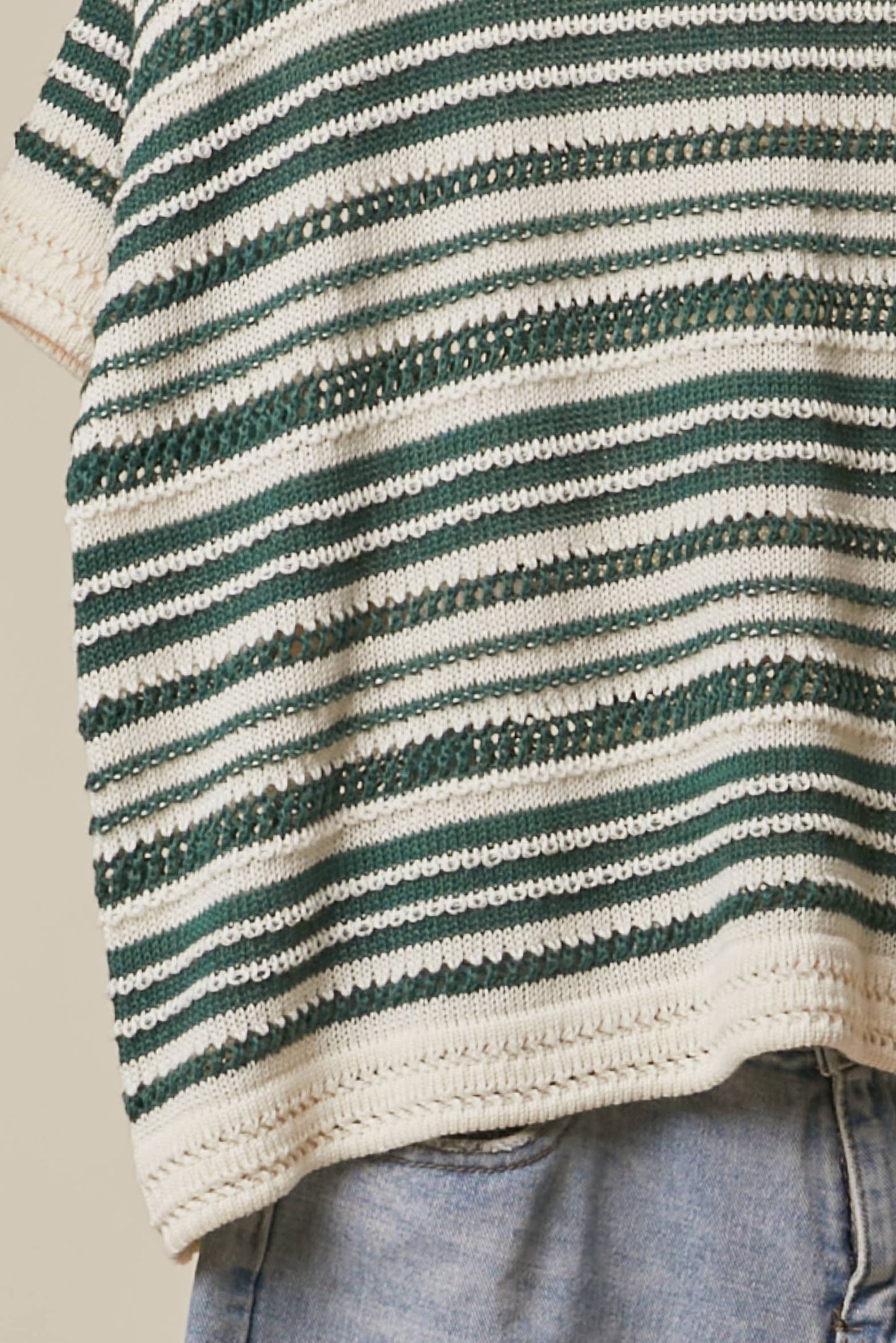 Short Sleeve Striped Knit Top