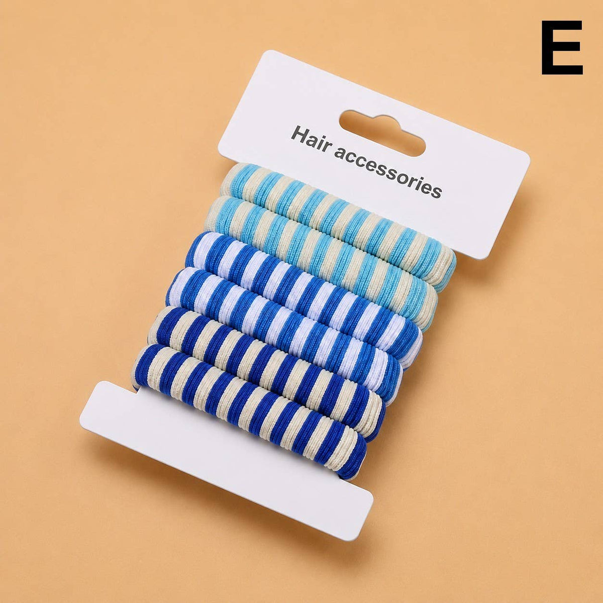 Striped Terry Hair Ties 6-Pc Set |D