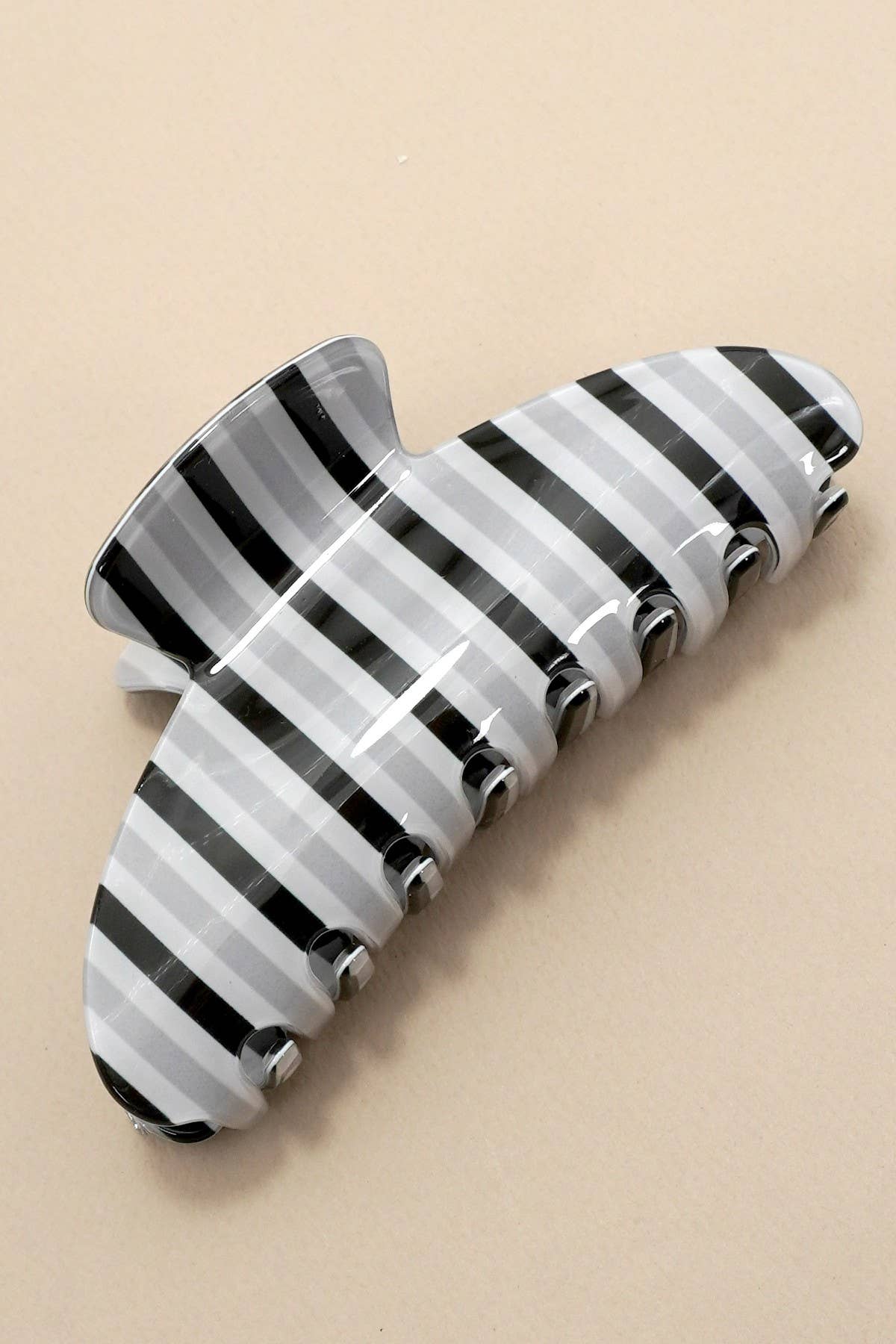 JUMBO STRIPE PLAID OVAL HAIR CLAW CLIPS: Yellow