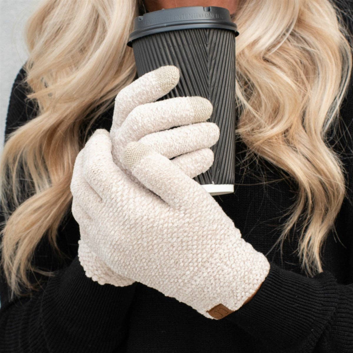 CC Chenille Touchscreen Glove ( G-9016 ): Light Melange Grey