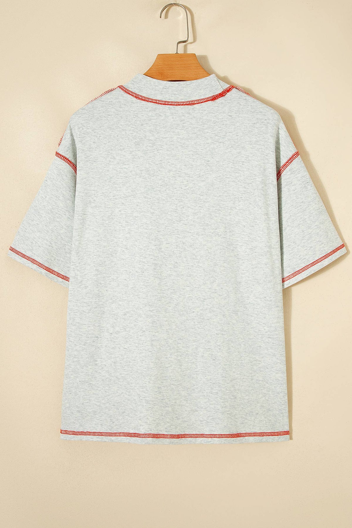 Game Day Reversible Mock neck Contrast-Stitched Top: Light Grey