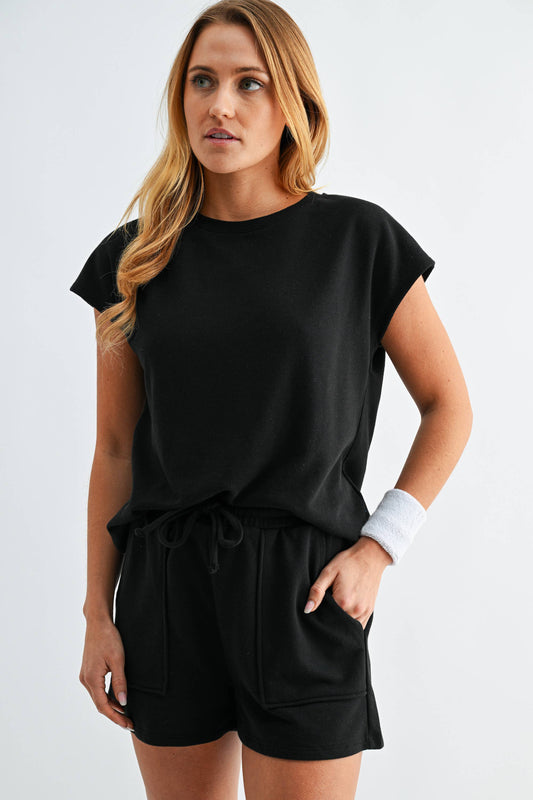 Offset French Terry Core Comfort Set: Black