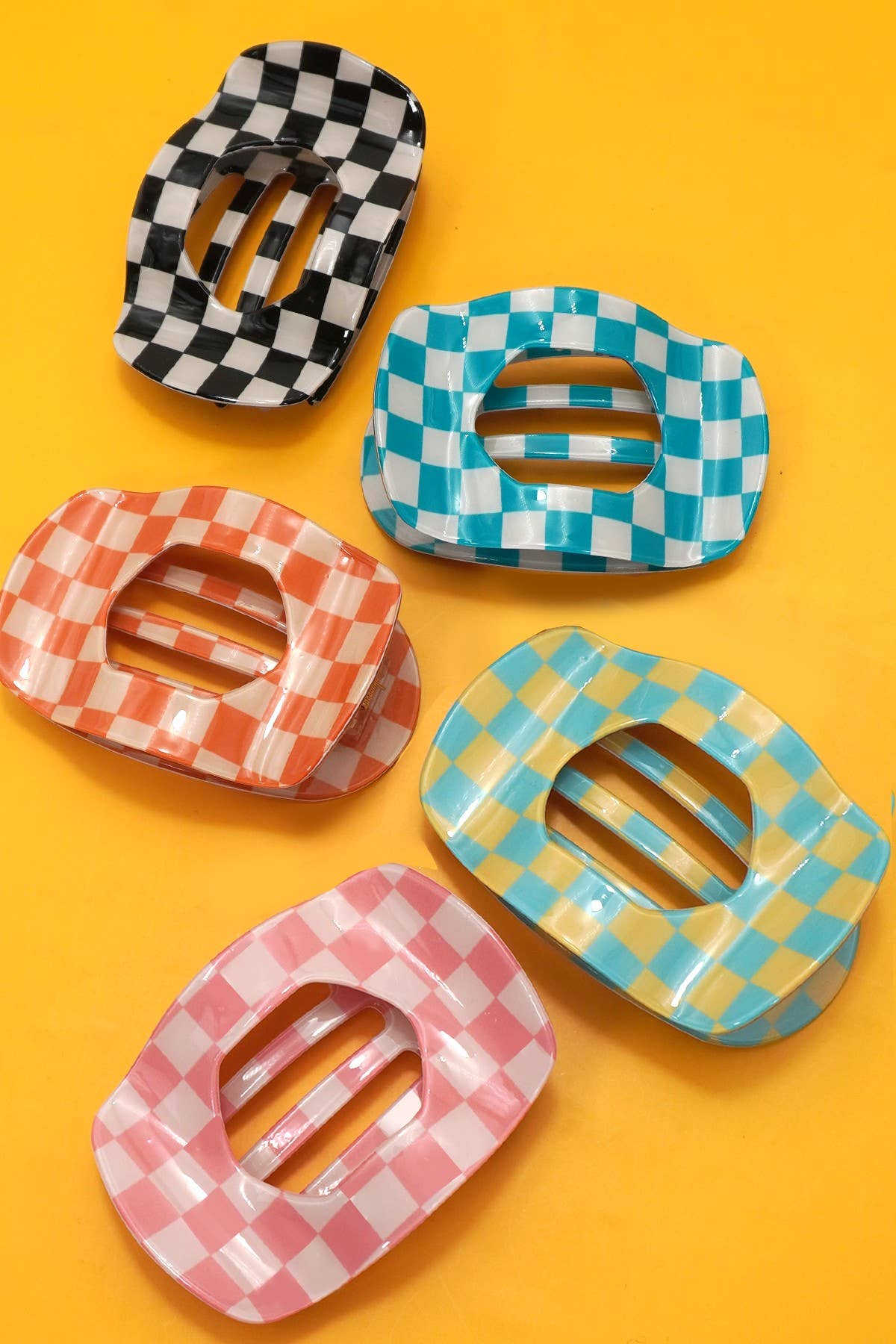 Jumbo Lay Flat Oval Hair Claw Clip: Blue