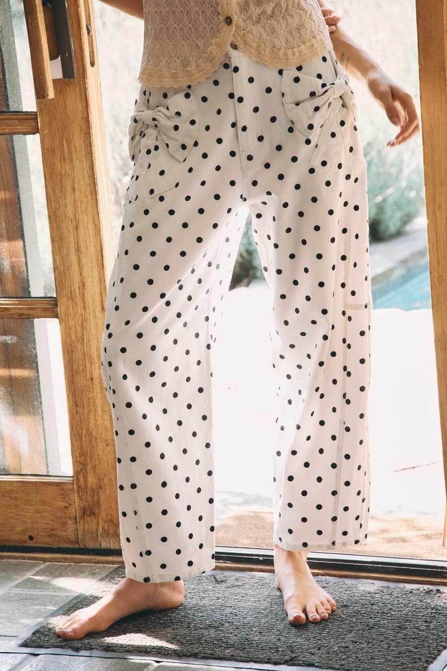 High-rise Polka Dot Denim Pants