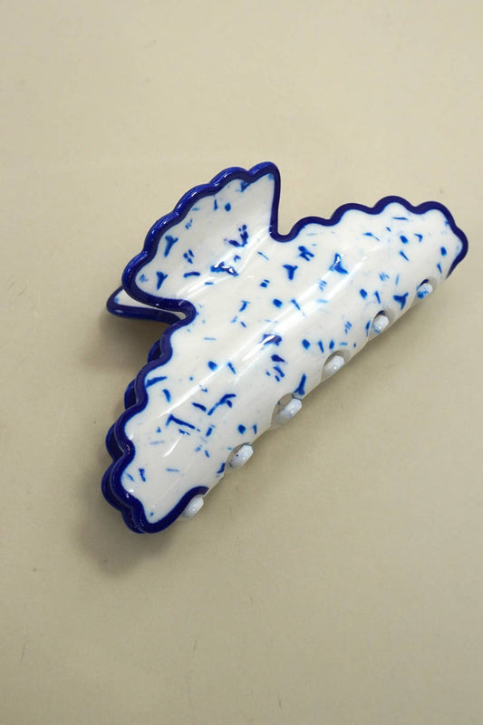 VINTAGE PORCELAIN STYLE HALF MOON HAIR CLAW CLIPS |White