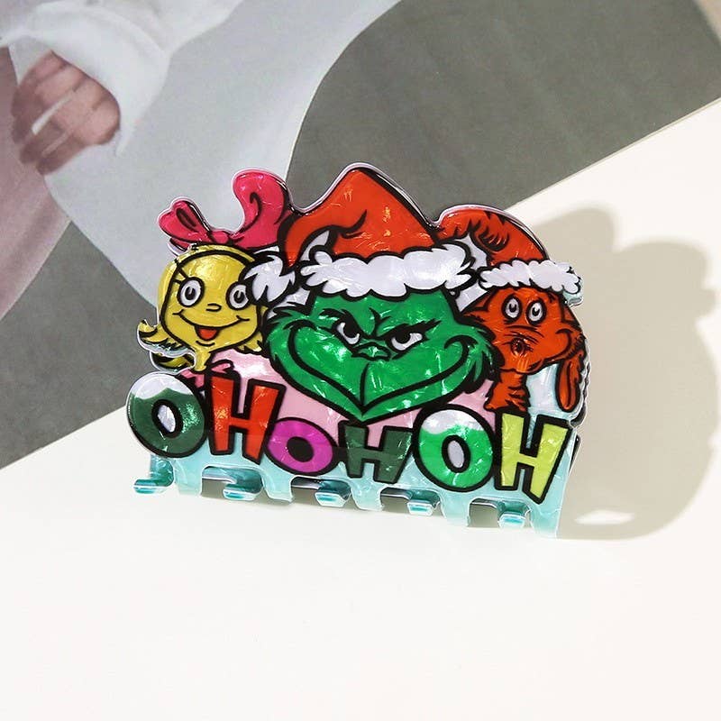 Holiday Christmas Grinch Theme Hair Claw Clip |GREEN