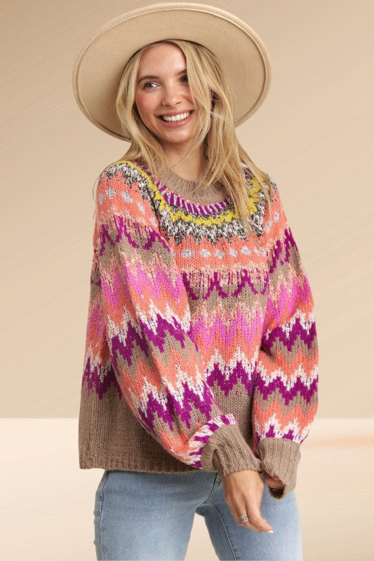 Long Sleeve Multi Color Sweater