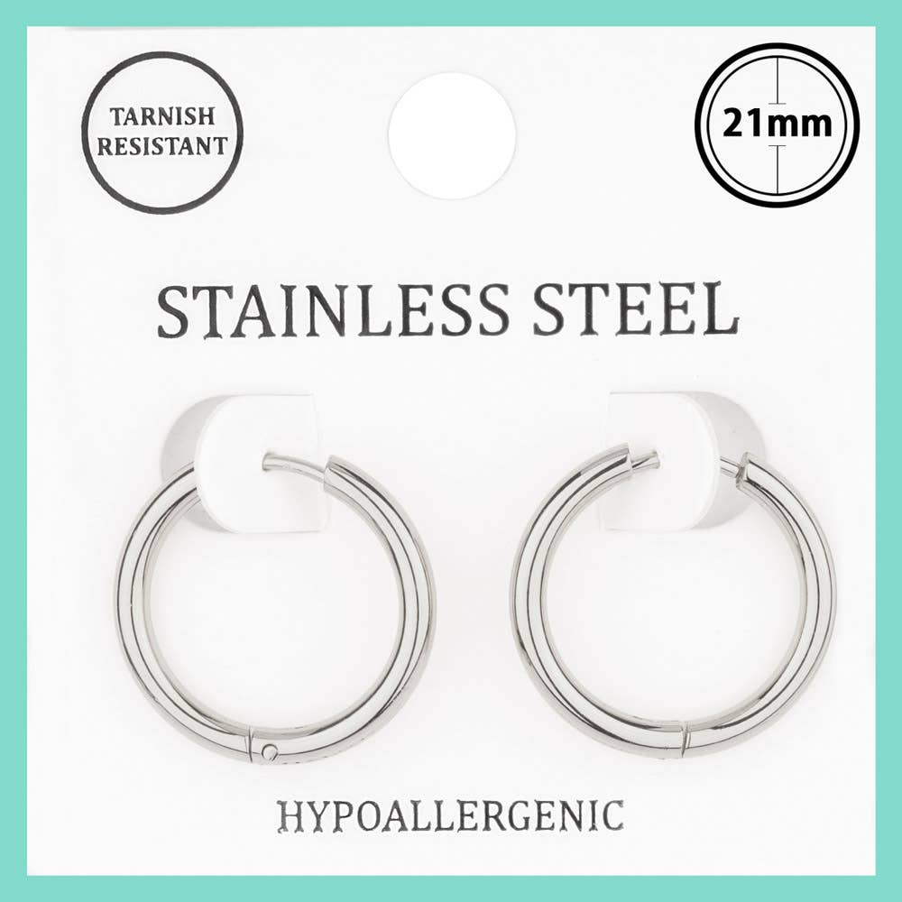 METAL STAINLESS HOOP HUGGIE EARRING