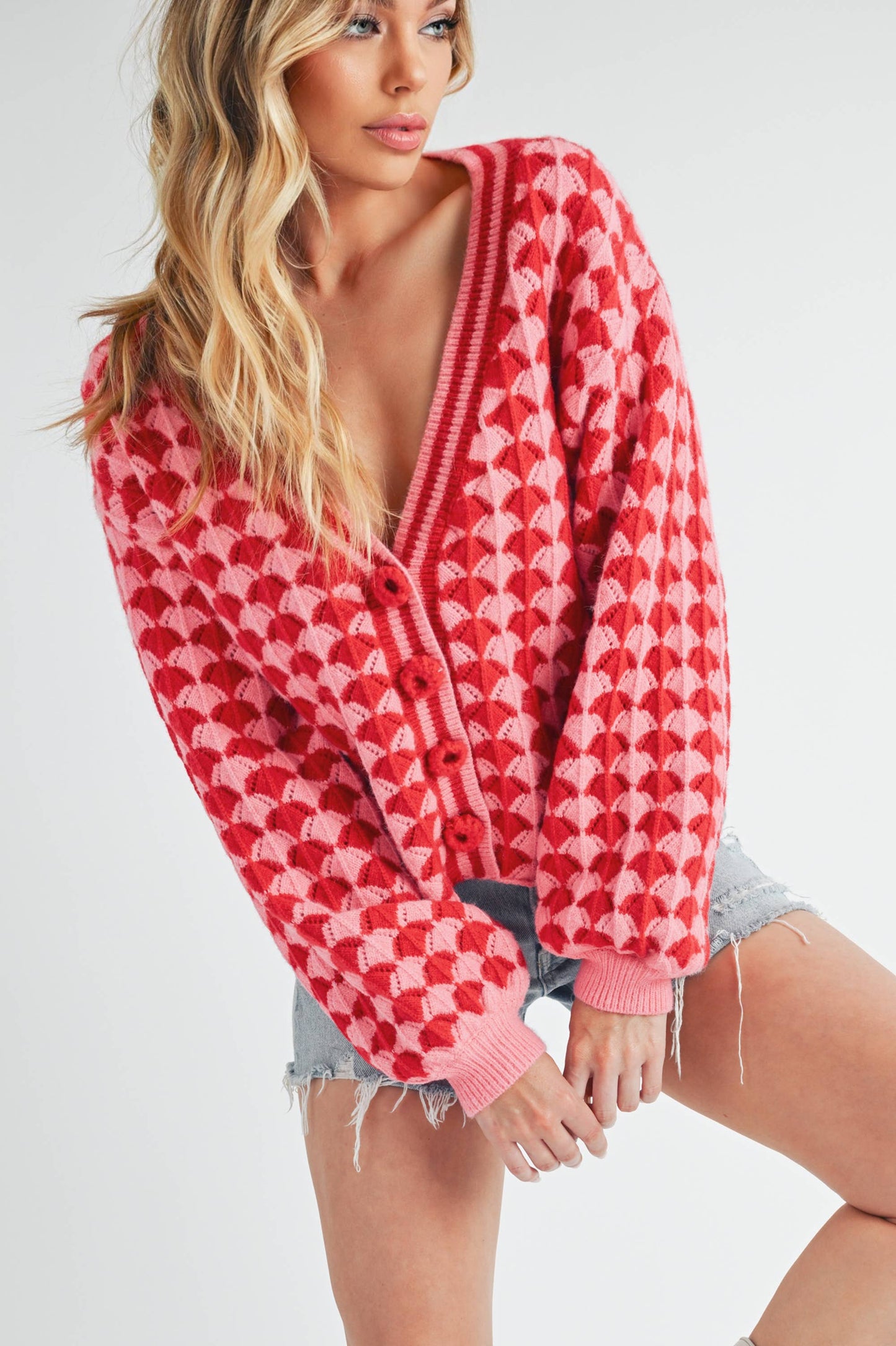 Fantasia Cardigan: Pink/Red
