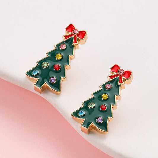 CHRISTMAS TREE STUD EARRINGS |GREEN