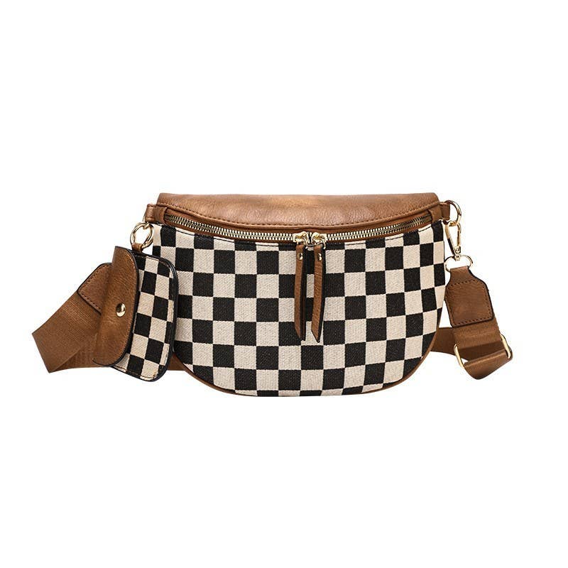 CROSSBODY ZIPPER REMOVAL STRAP SLING BUM BAG | Brown