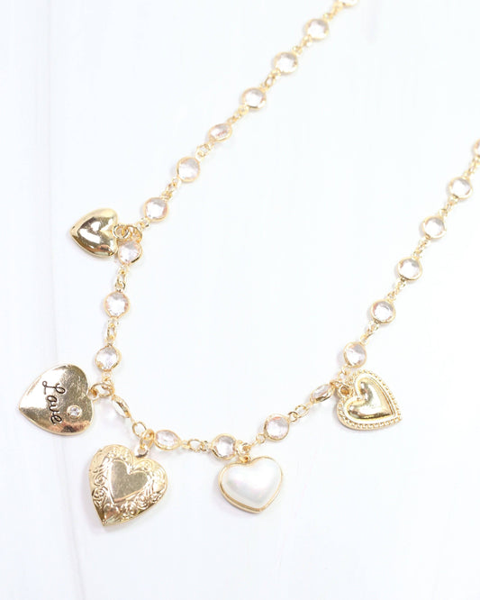 Mix It Up Heart Charm Necklace Gold