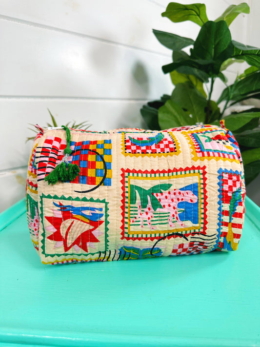 Quilted Makeup Bag | Cosmetics Toiletry Bags | Vacay Stamps