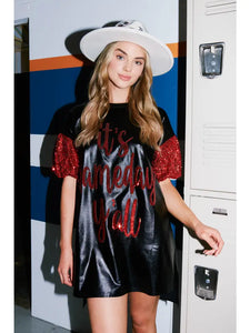 Its Game Day Foil Shirt Dress