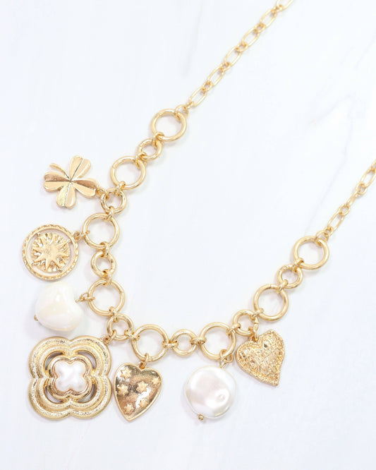 Duchess Charm Necklace Worn Gold