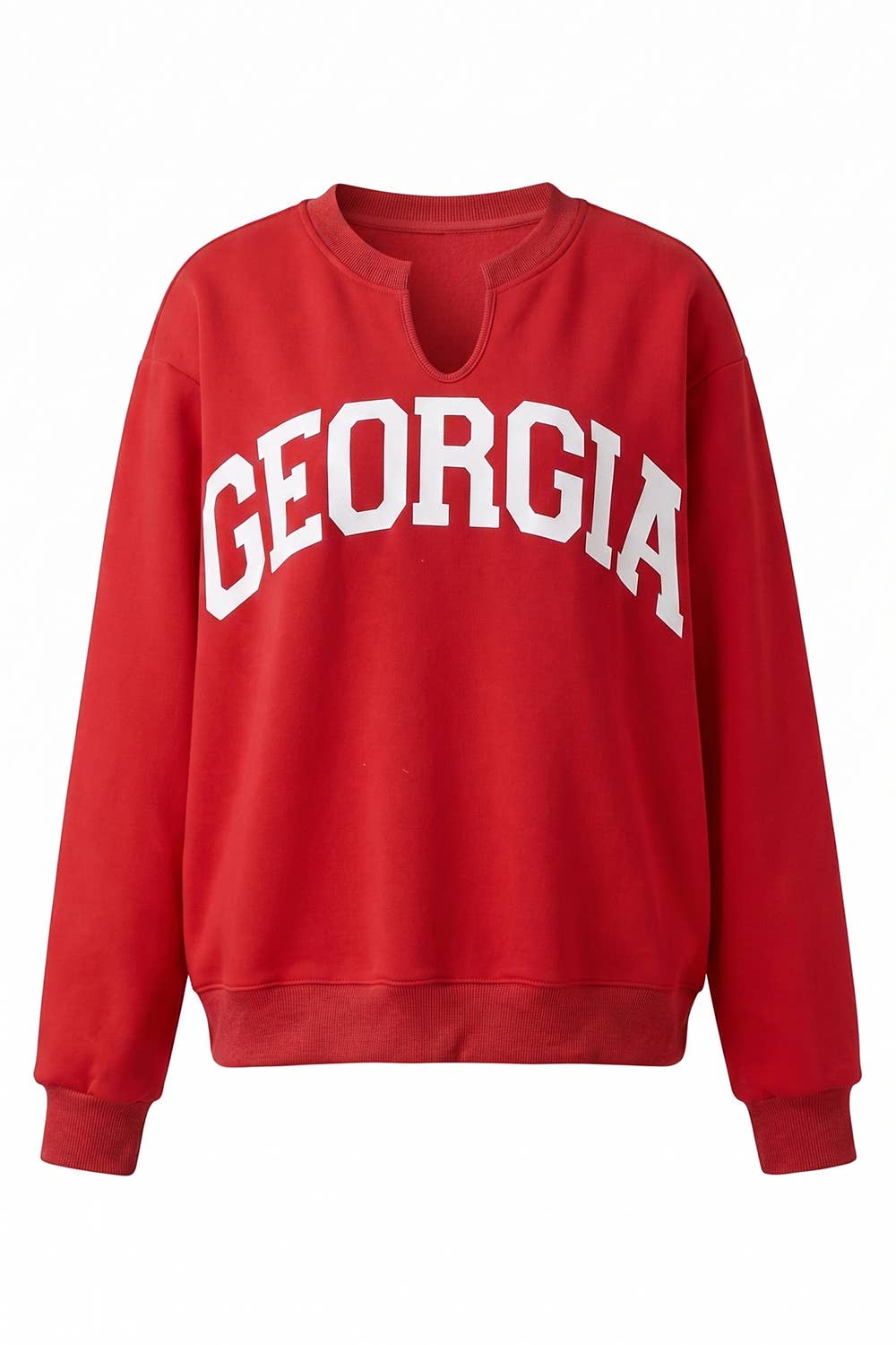 Georgia GFX Split-Neck Terry Sweatshirt: Red/White