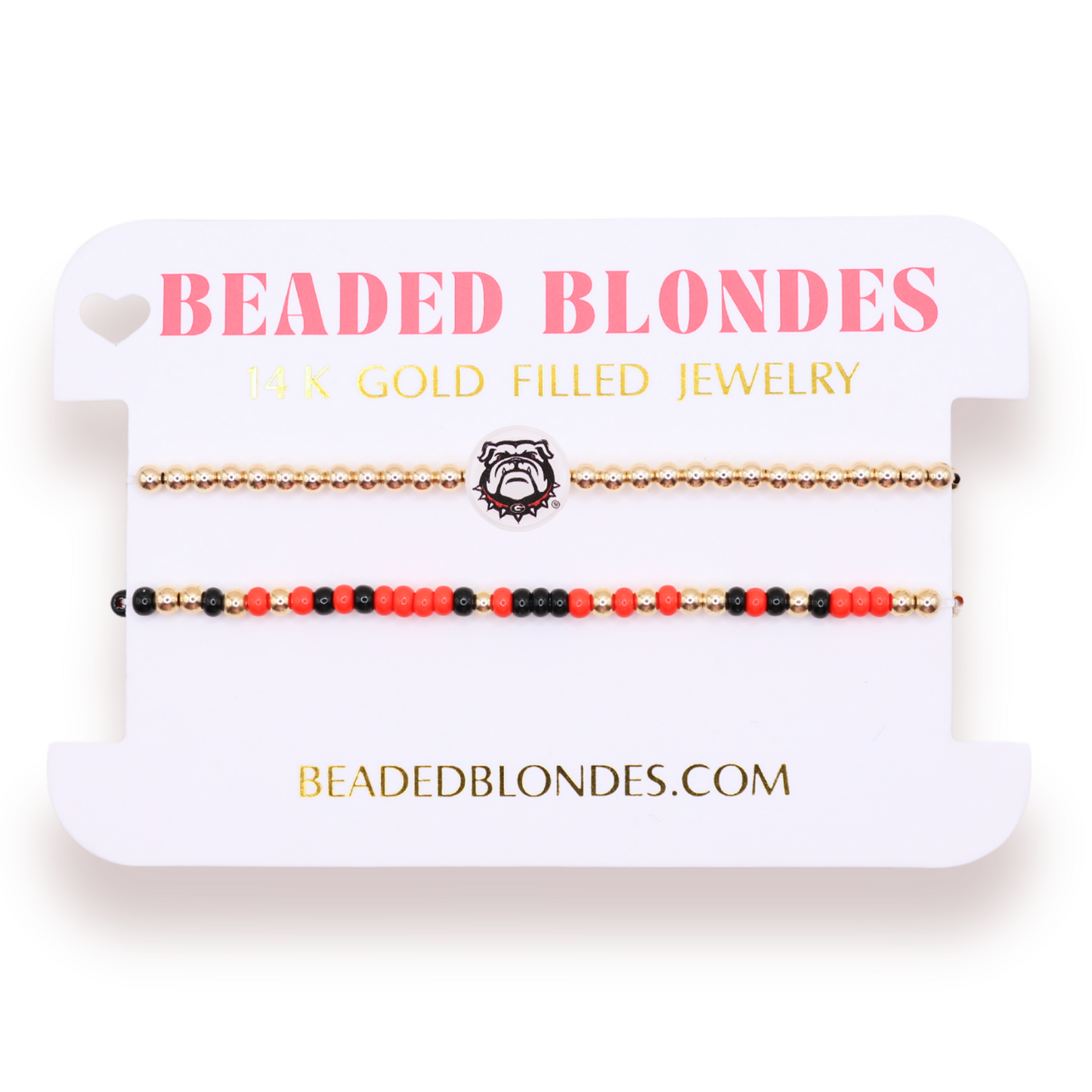 Georgia/Bulldogs Logo + Sprinkle Bracelet Stack: Standard 6.75 inch