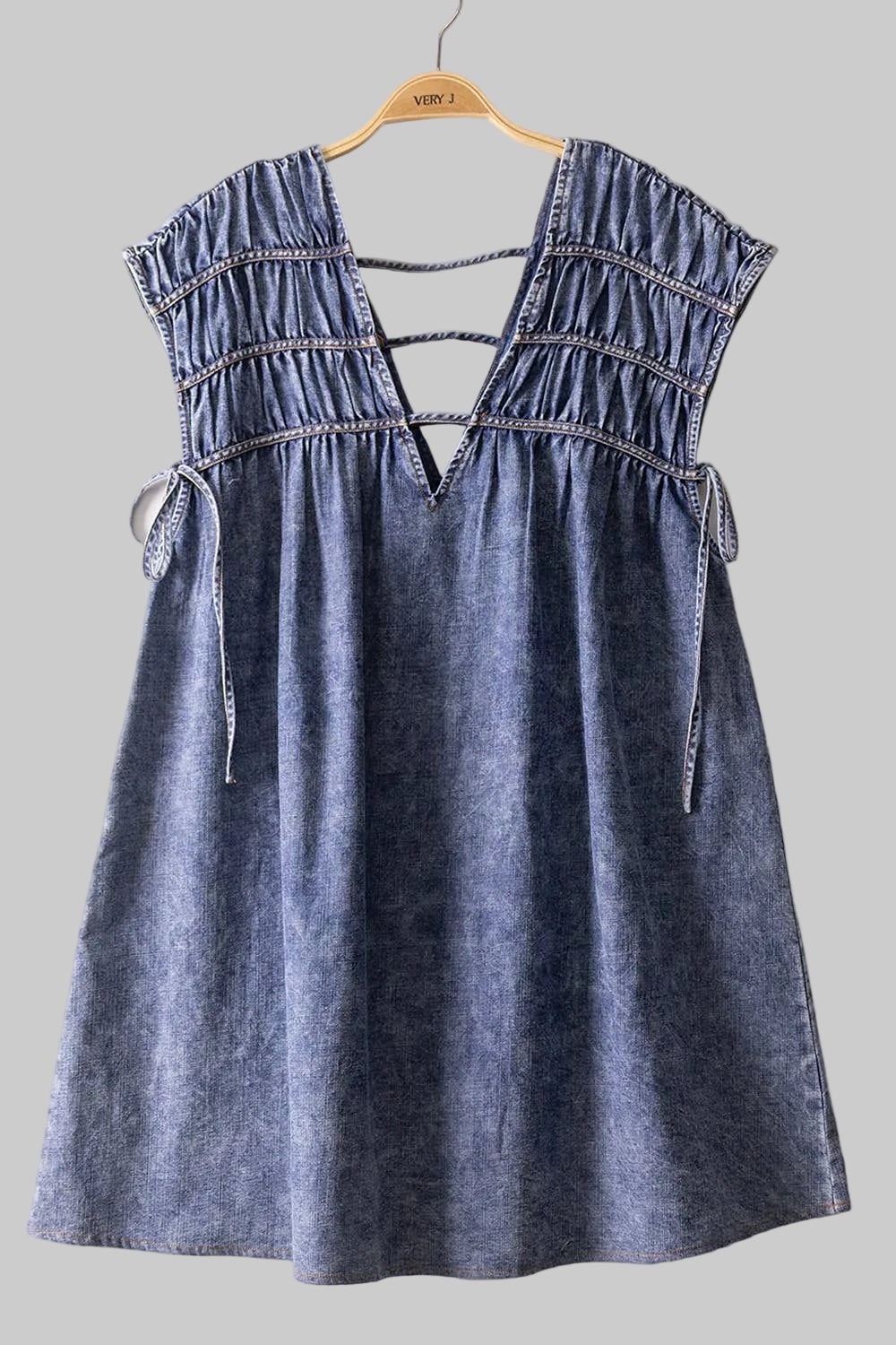 Mineral Washed Chambray Mini Dress