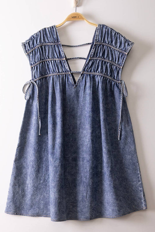 Mineral Washed Chambray Mini Dress
