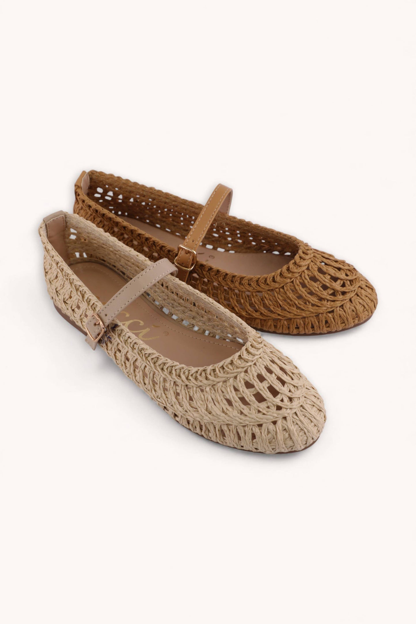 SUSAN WOVEN DESIGNED MARY JANE FLAT: NATURAL