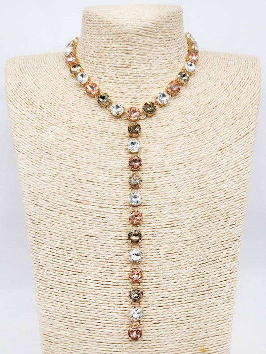 Topaz Brown Multi Crystal Y Drop 20” Necklace