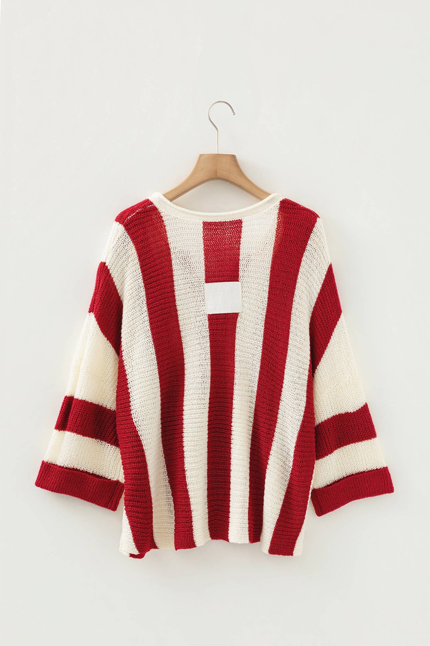 Casual Stripe Bracelet Sleeve Top: Brown