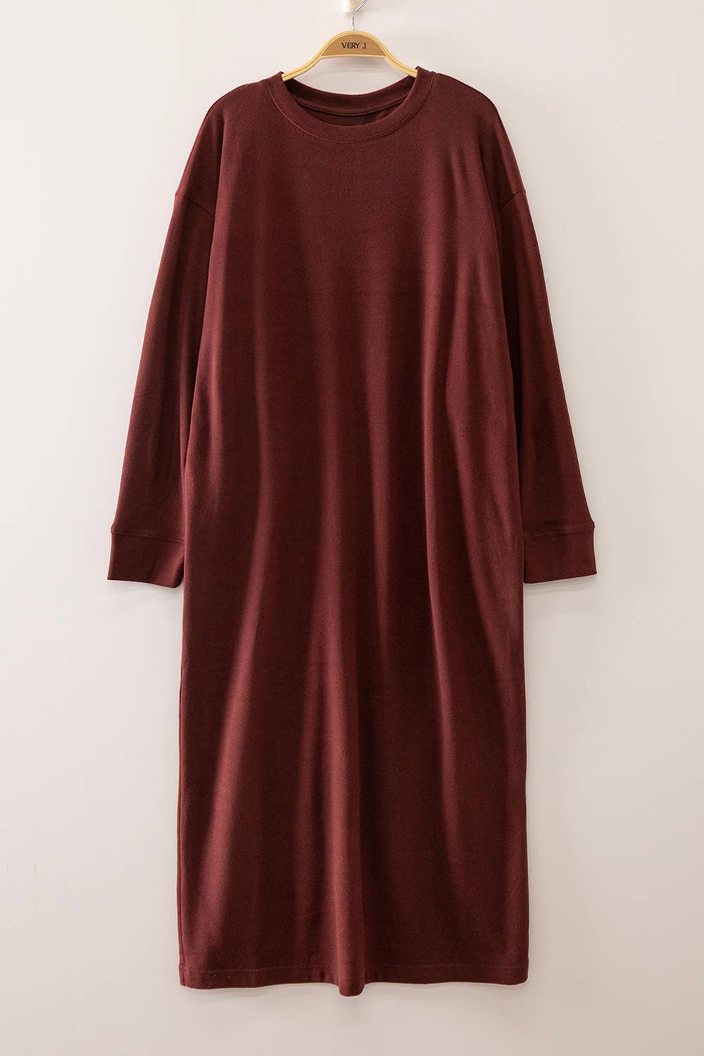 Relaxed Oversized Dress for Effortless Comfort: BURGUNDY