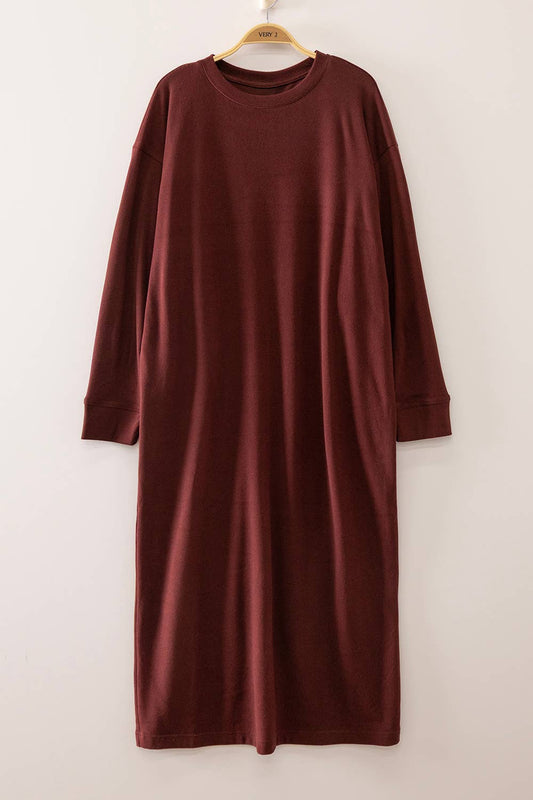 Relaxed Oversized Dress for Effortless Comfort: BURGUNDY