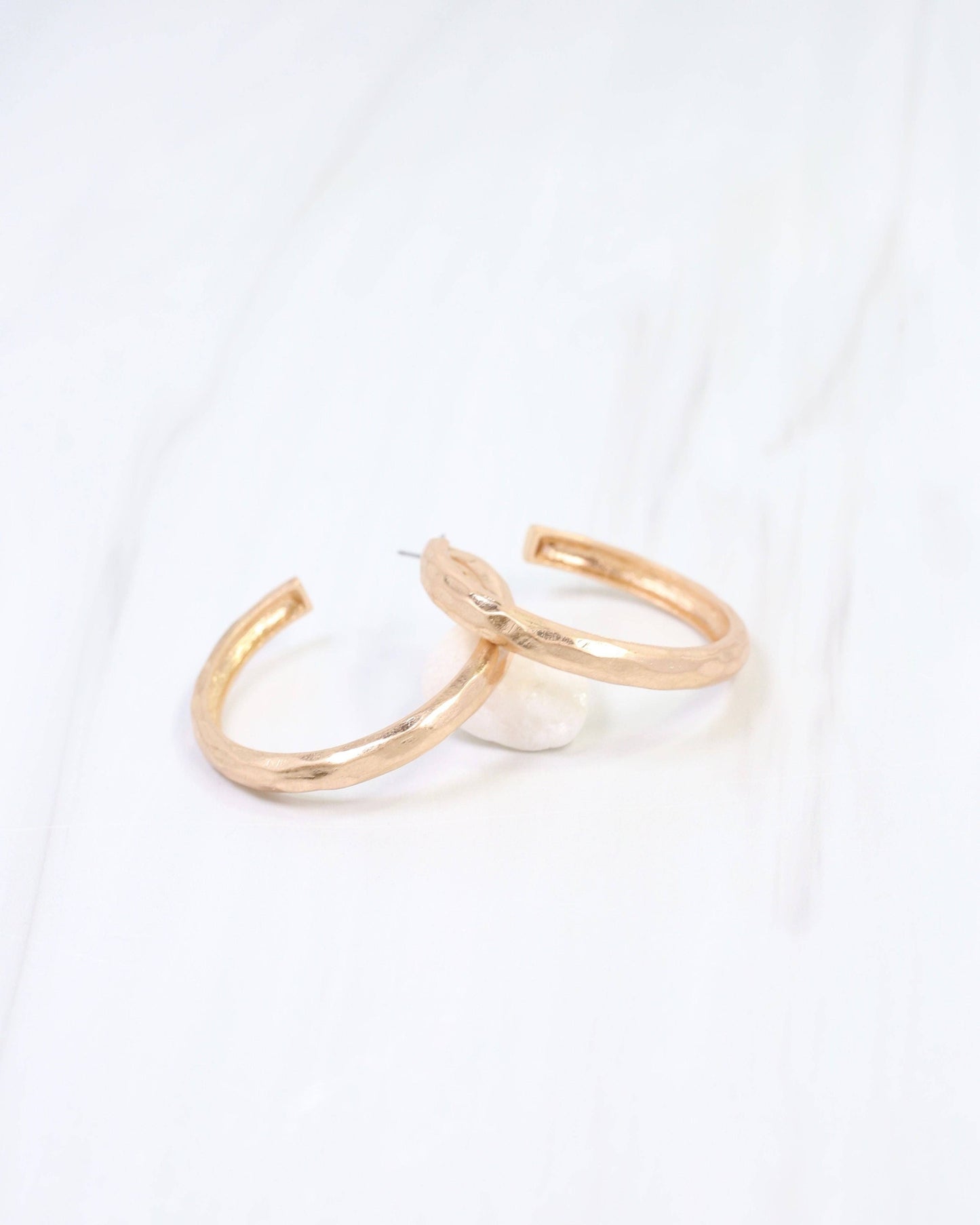 Hyde Park Hammered Hoop Earring Worn Gold