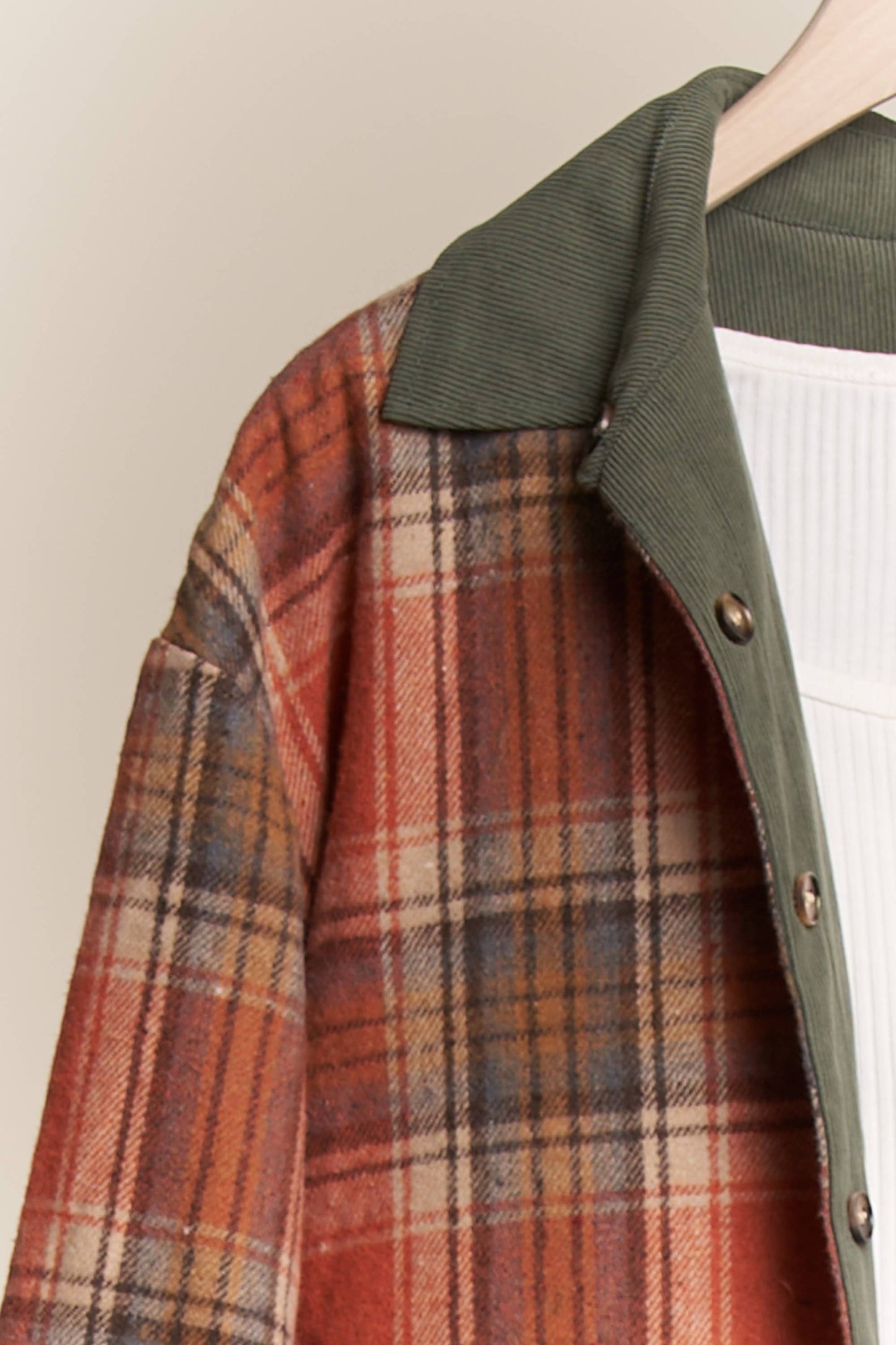 Reversible Corduroy and Plaid Button Down Shirt