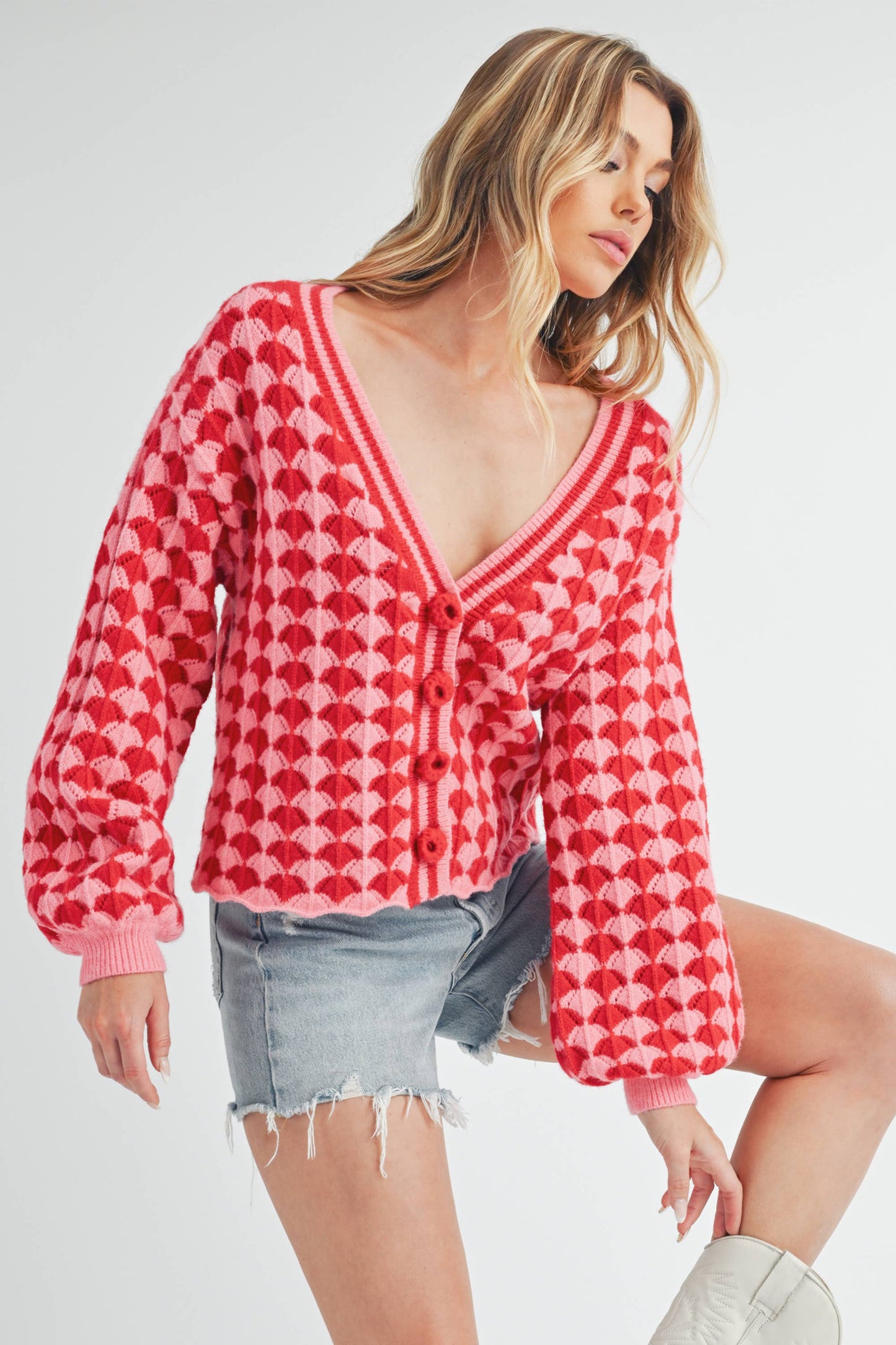 Fantasia Cardigan: Pink/Red