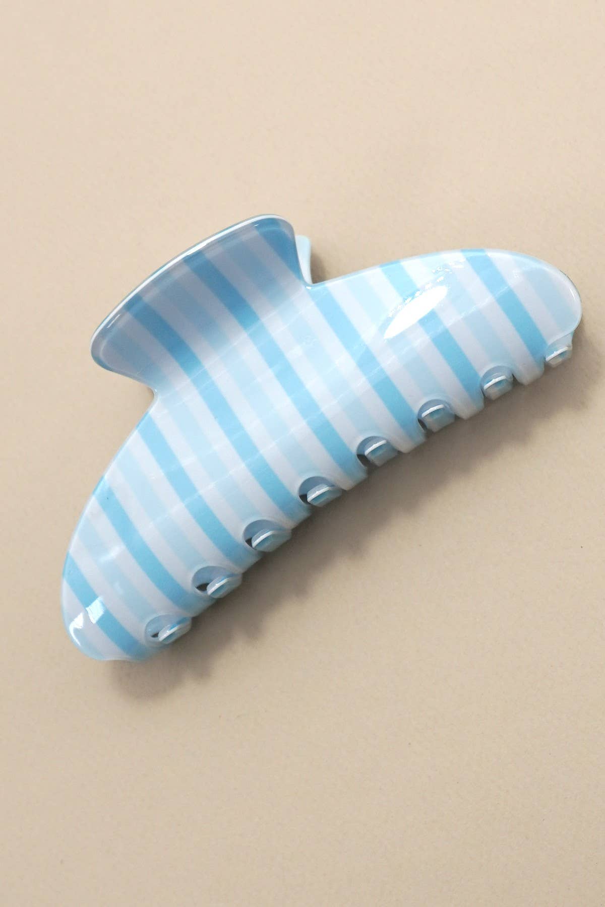 JUMBO STRIPE PLAID OVAL HAIR CLAW CLIPS: Black
