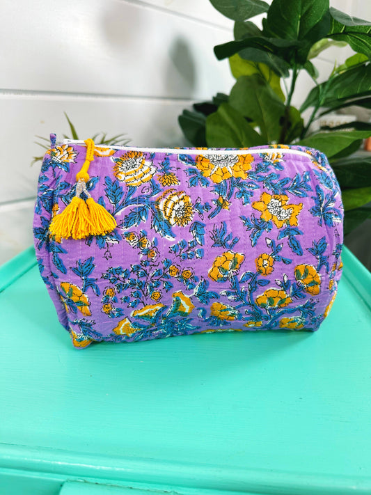 Quilted Makeup Bags | Cosmetic Toiletry Bag | Floral Print