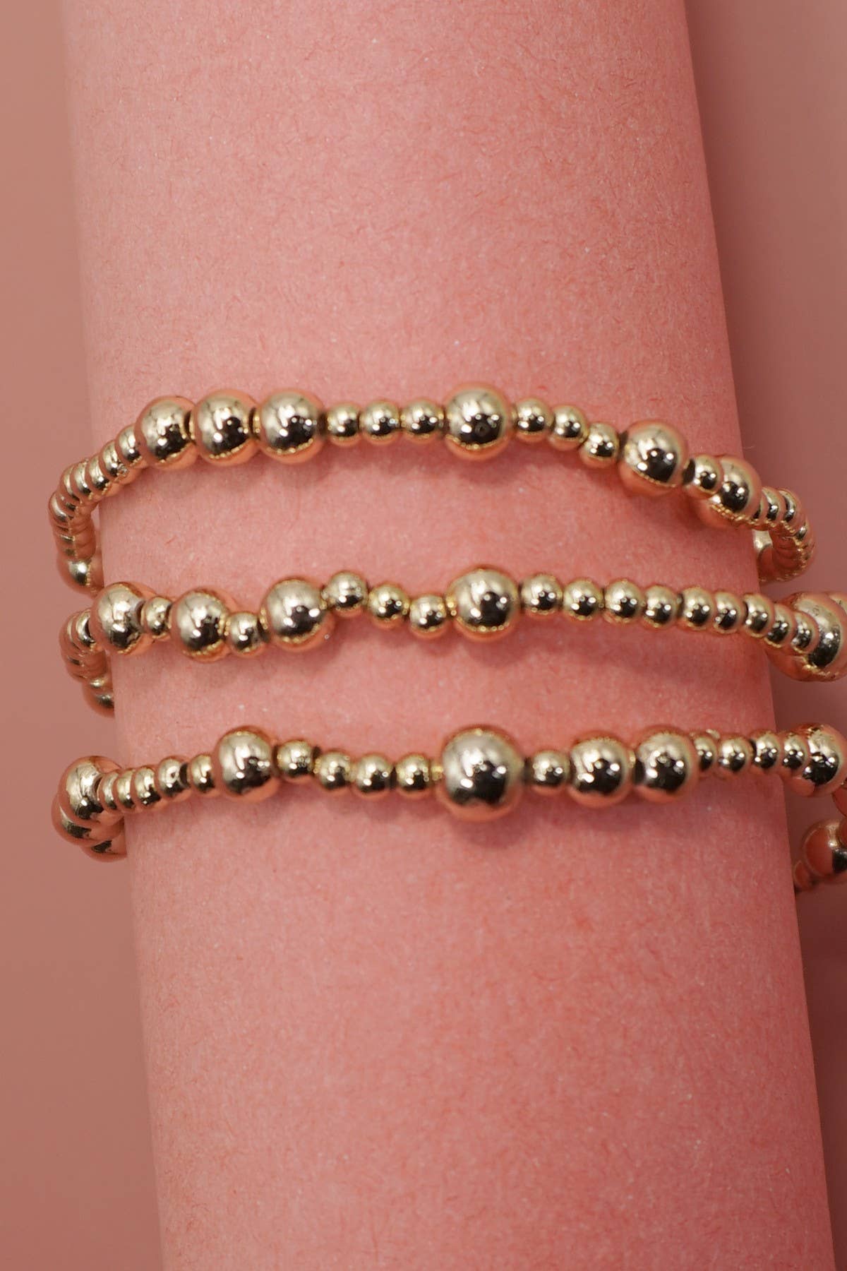 MULTI LAYER GOLD BALL CHAIN BEADED BRACELET GOLD