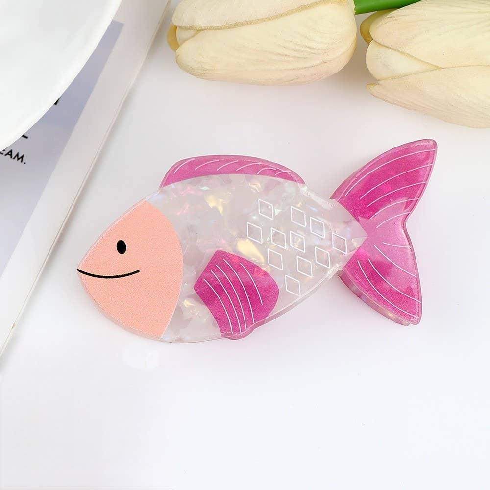 JUMBO VIBRANT OCEAN SEA FISH HAIR CLAW CLIPS | Yellow